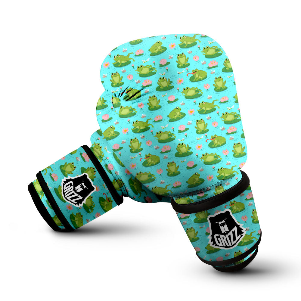 Water Lilies And Frogs Print Pattern Boxing Gloves-grizzshop