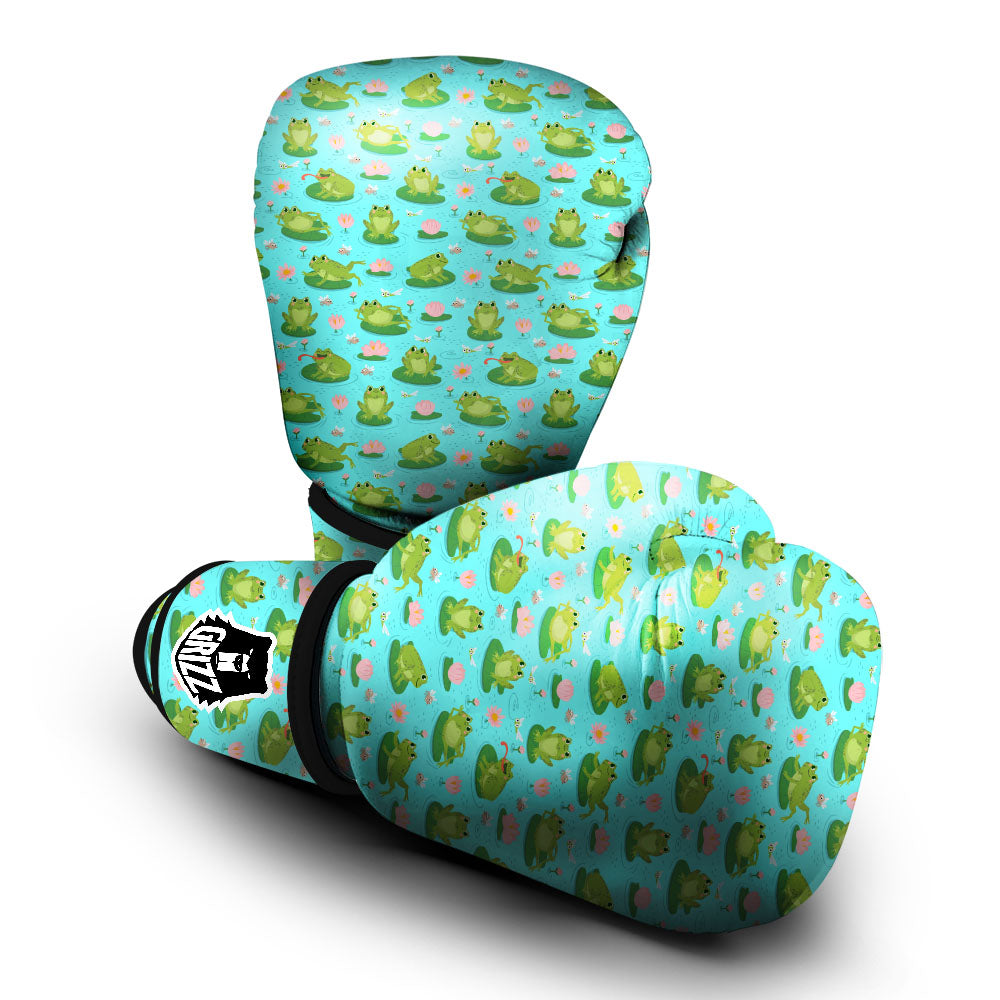 Water Lilies And Frogs Print Pattern Boxing Gloves-grizzshop