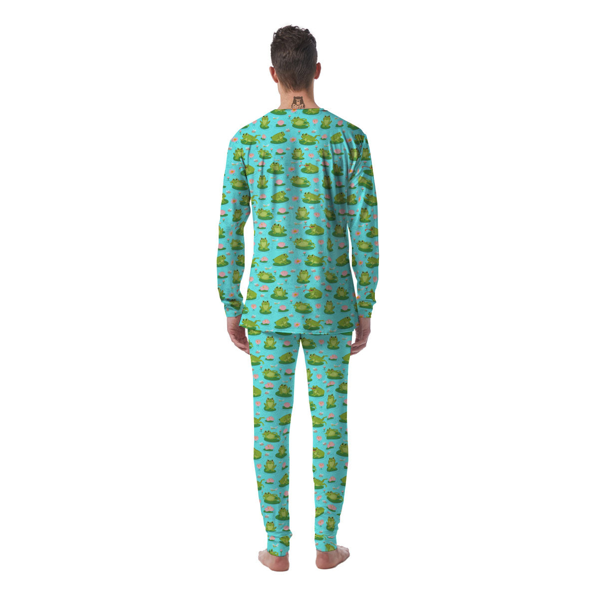 Water Lilies And Frogs Print Pattern Men's Pajamas-grizzshop