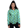 Water Lilies And Frogs Print Pattern Women's Bomber Jacket-grizzshop