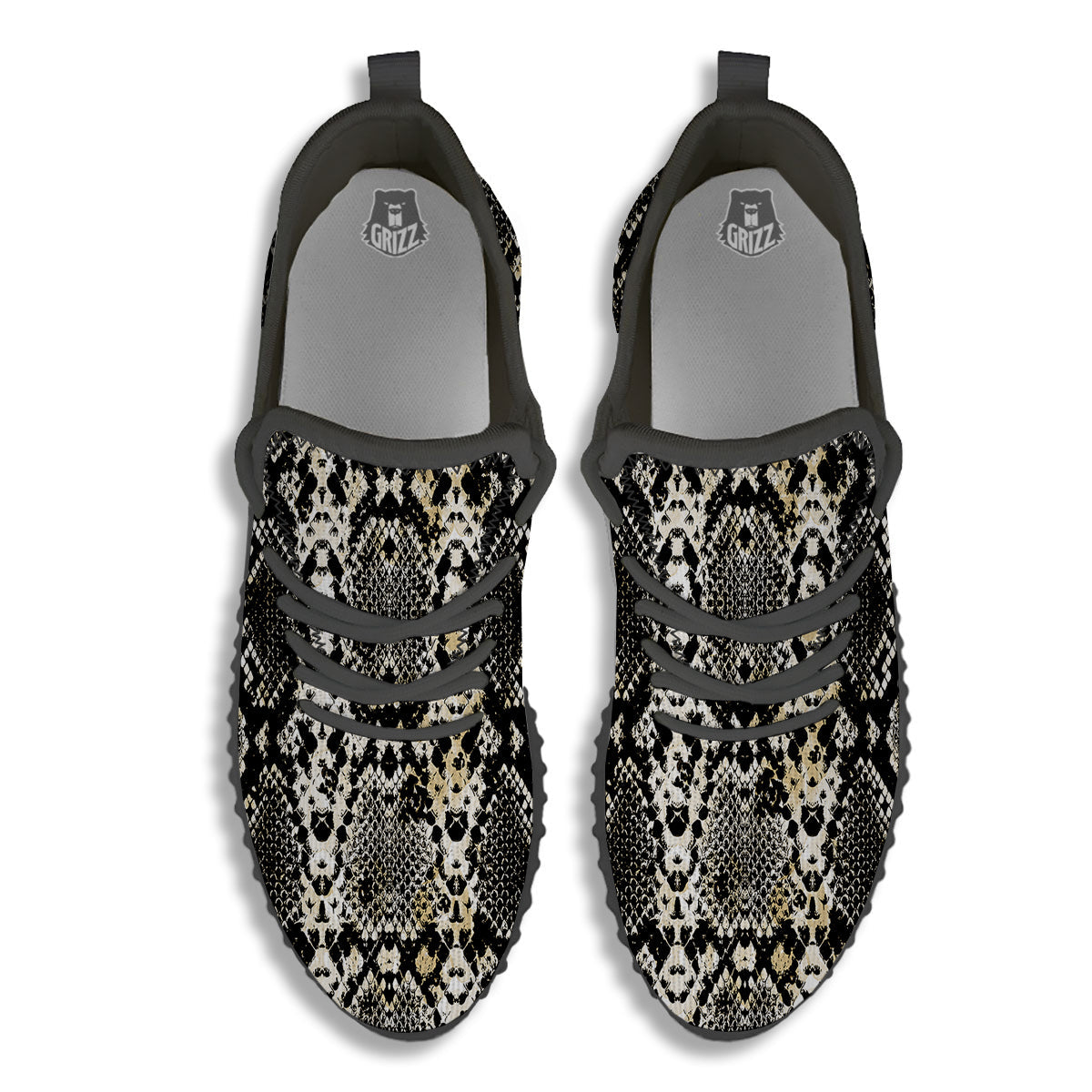 Watercolor Abstract Snake Animal Skin Print Black Walking Shoes-grizzshop