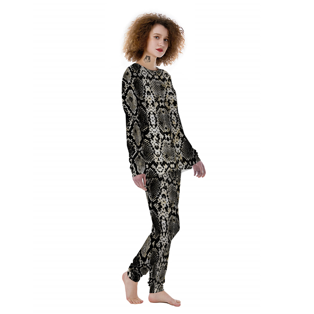 Watercolor Abstract Snake Animal Skin Print Women's Pajamas-grizzshop