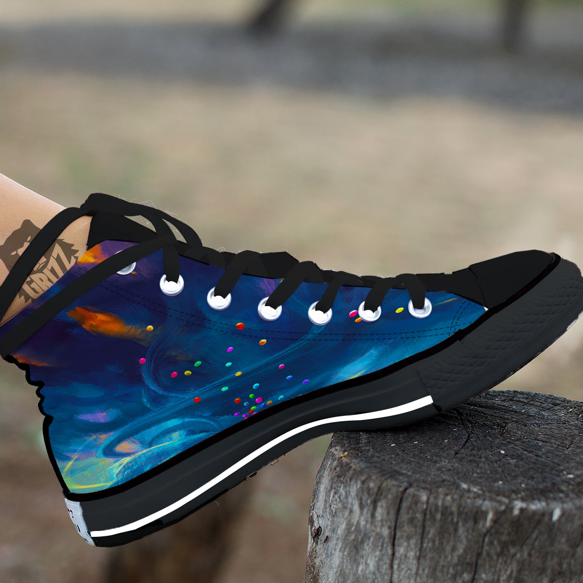 Watercolor Balloons And Storm Print Black High Top Shoes-grizzshop