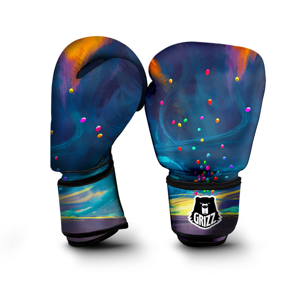 Watercolor Balloons And Storm Print Boxing Gloves-grizzshop
