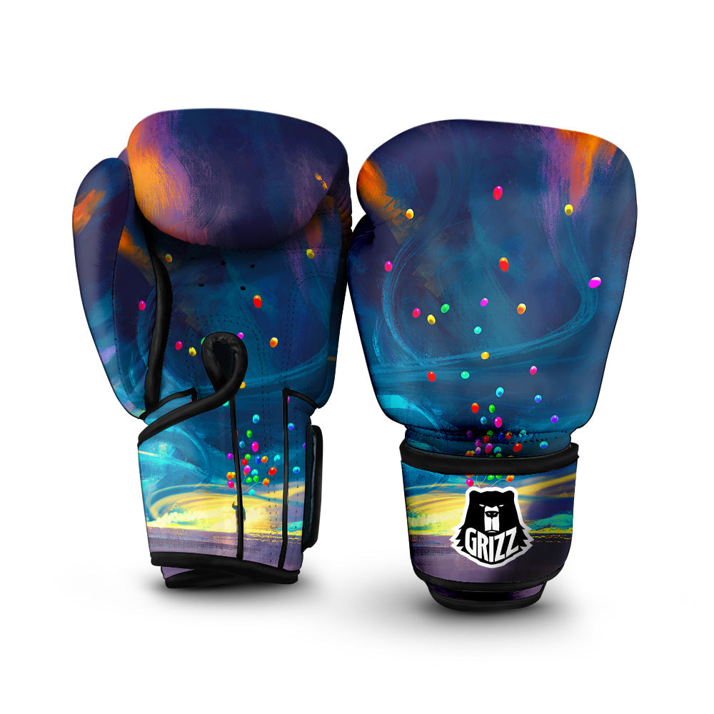 Watercolor Balloons And Storm Print Boxing Gloves-grizzshop