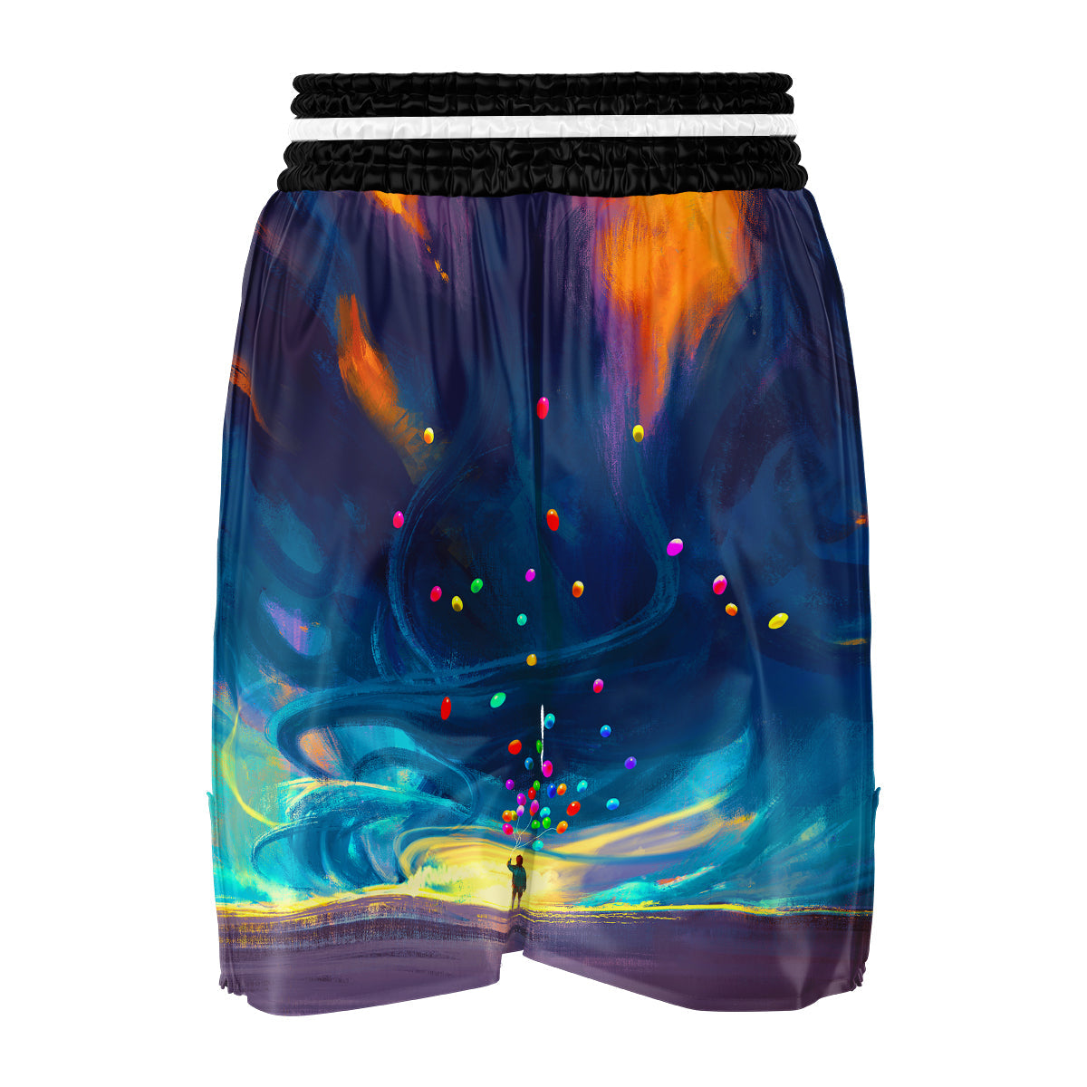 Watercolor Balloons And Storm Print Boxing Shorts-grizzshop