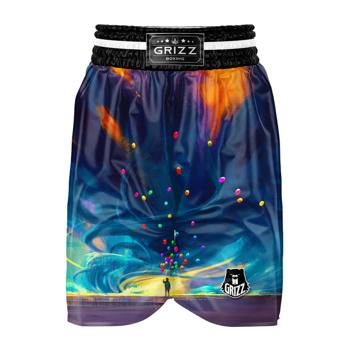 Watercolor Balloons And Storm Print Boxing Shorts-grizzshop