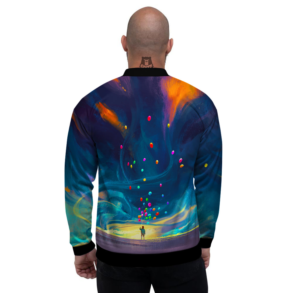 Watercolor Balloons And Storm Print Men's Bomber Jacket-grizzshop