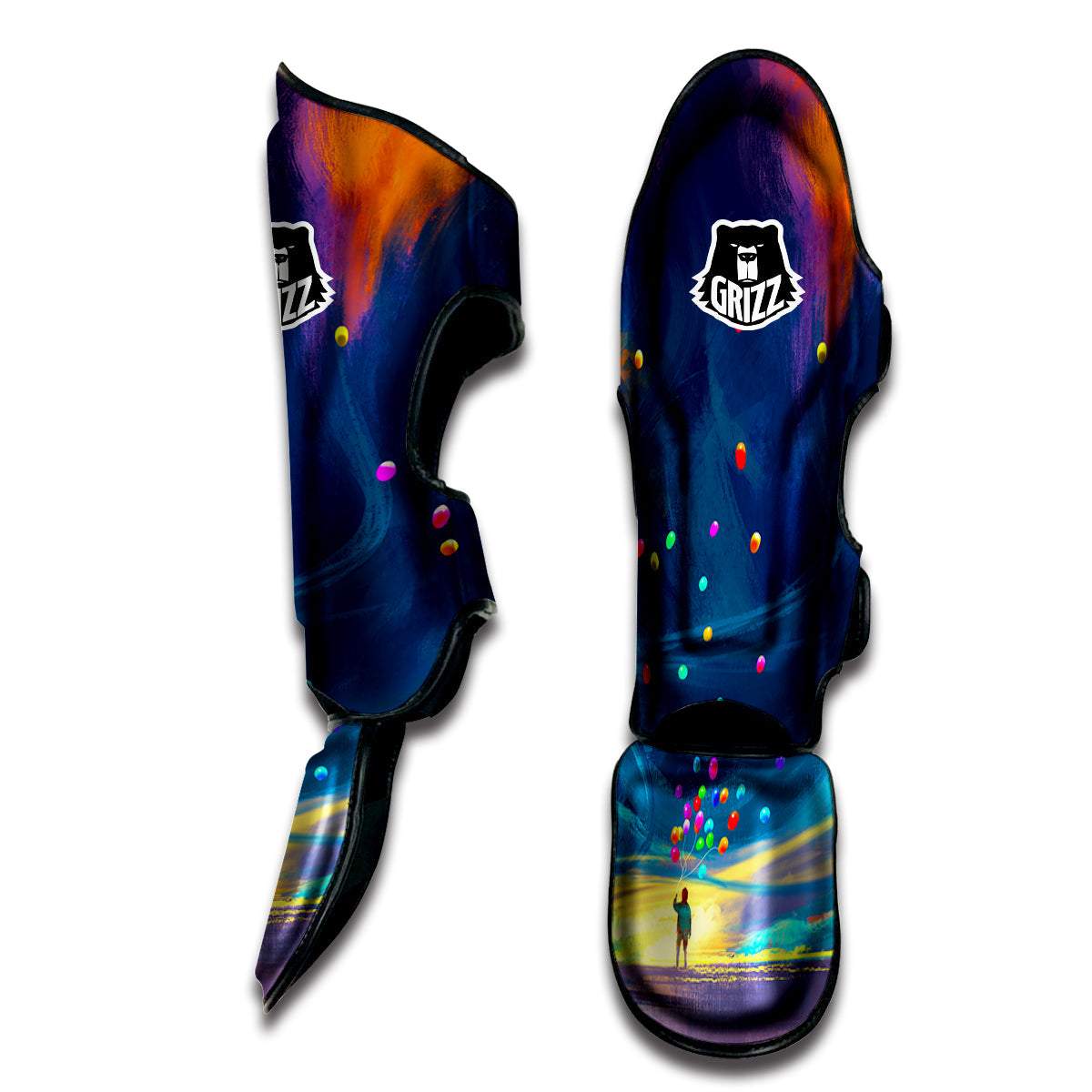 Watercolor Balloons And Storm Print Muay Thai Shin Guards-grizzshop