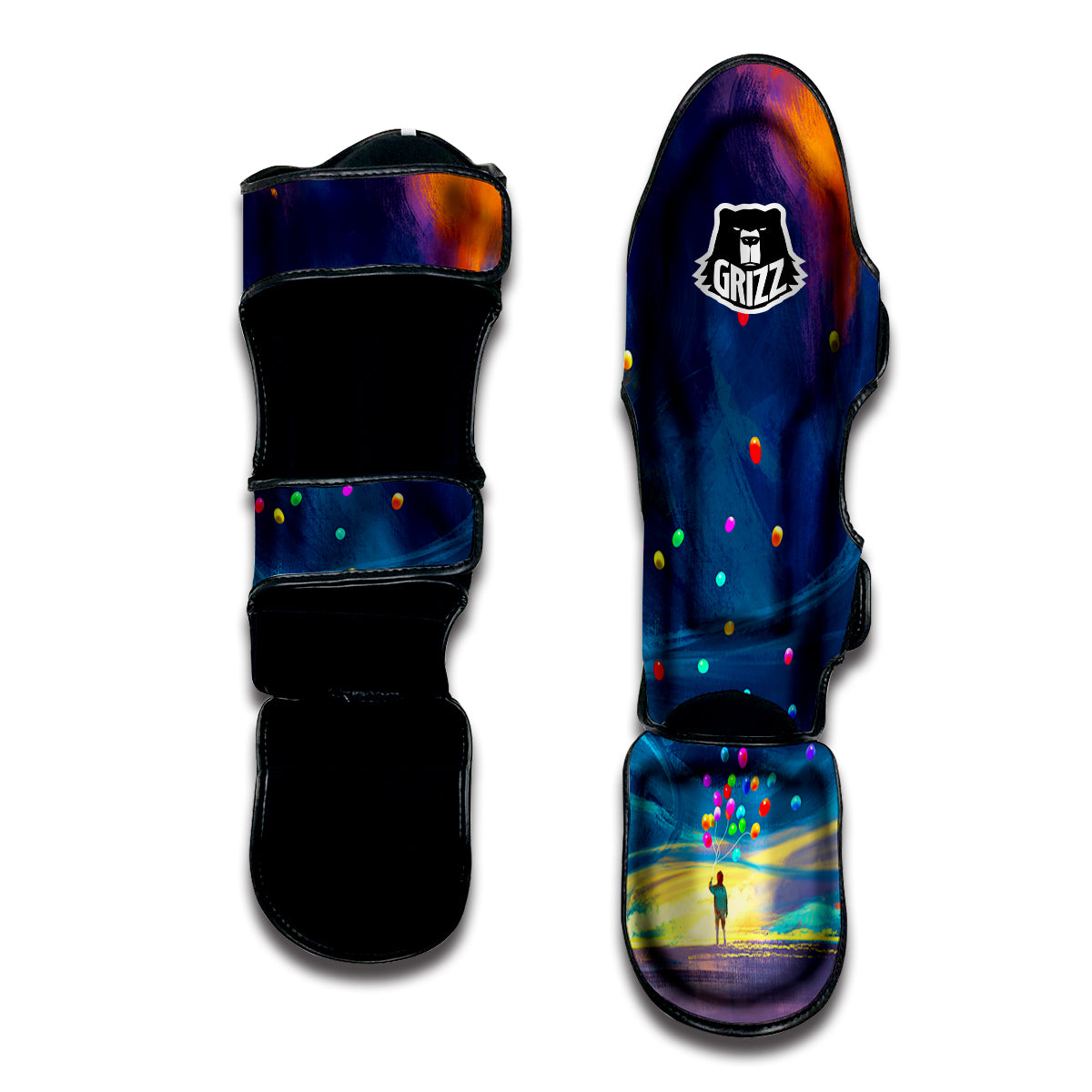 Watercolor Balloons And Storm Print Muay Thai Shin Guards-grizzshop