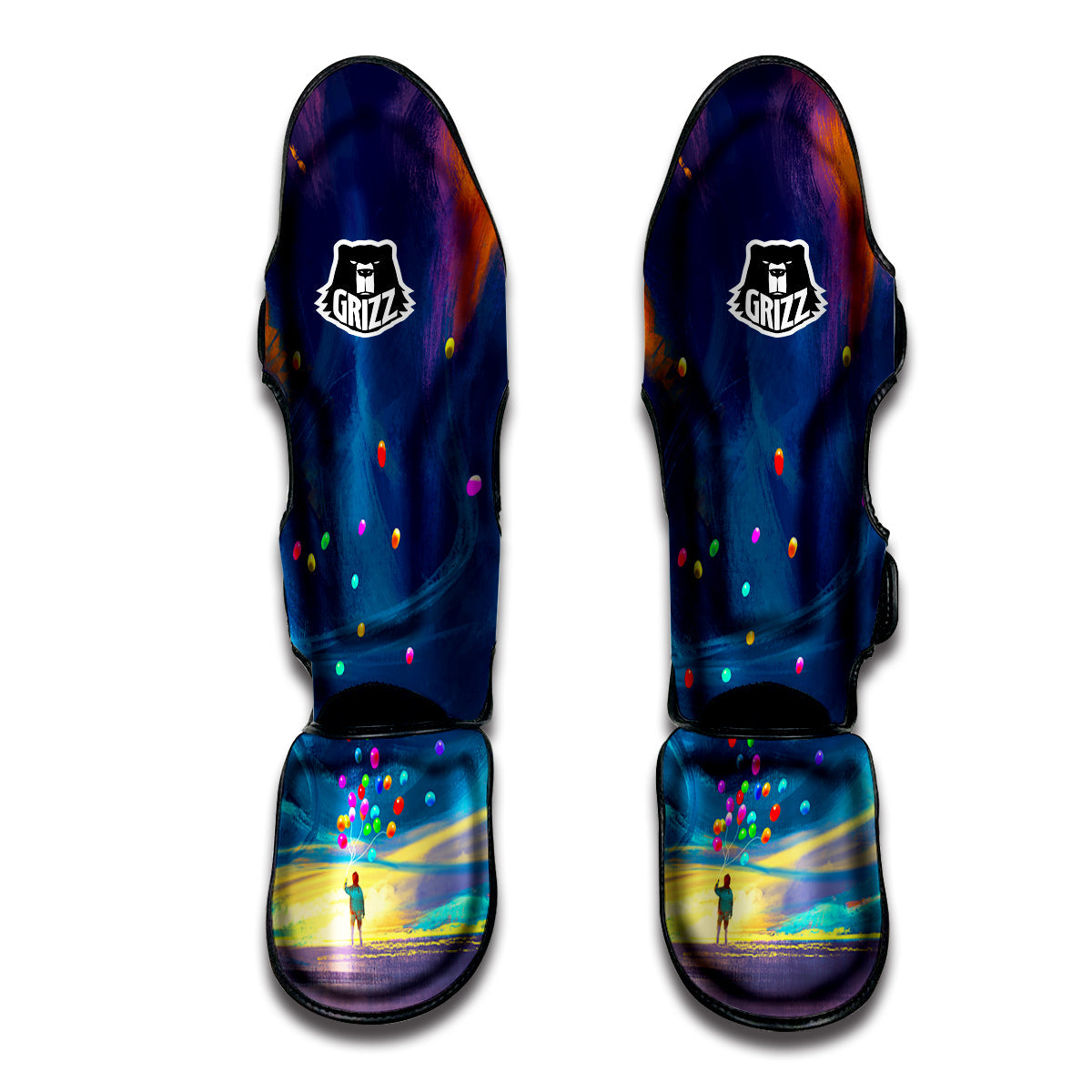Watercolor Balloons And Storm Print Muay Thai Shin Guards-grizzshop