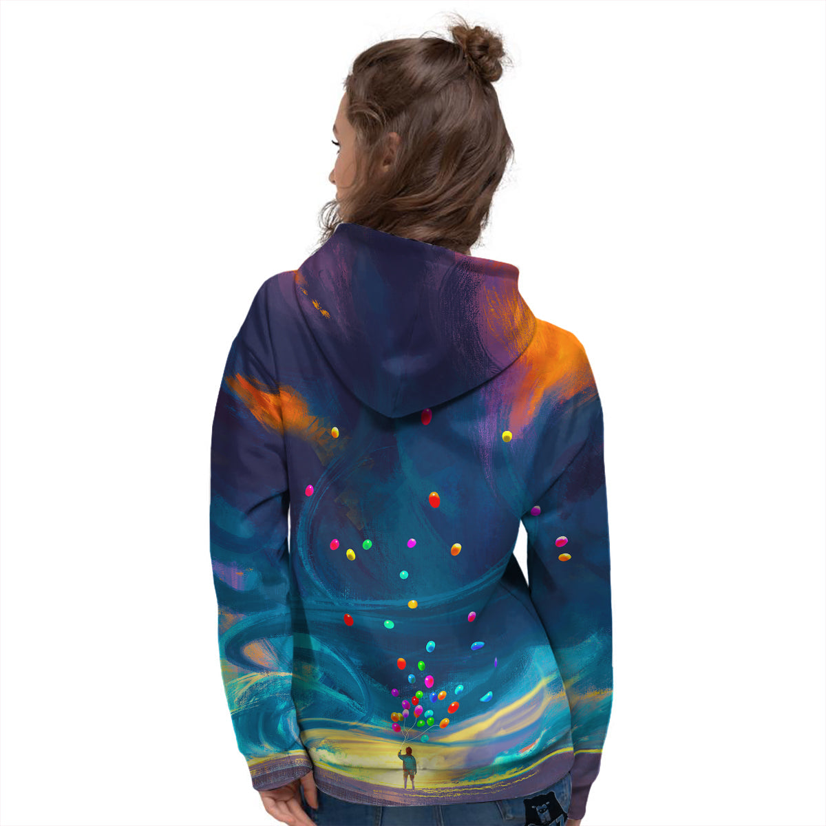 Watercolor Balloons And Storm Print Women's Hoodie-grizzshop