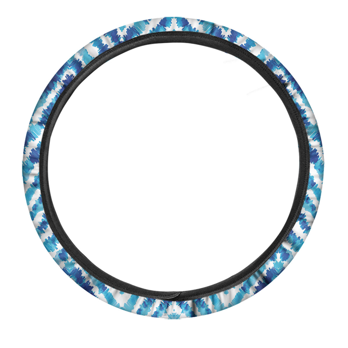 Watercolor Blue Zigzag Print Pattern Car Steering Wheel Cover-grizzshop