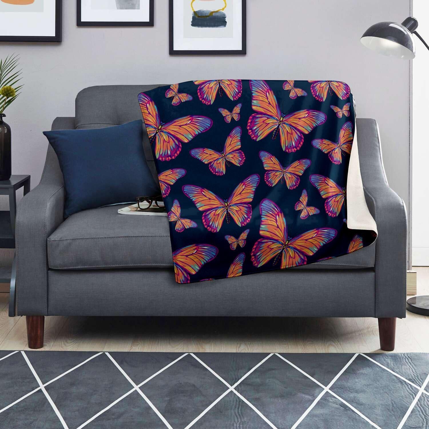 Watercolor Butterfly Print Blanket-grizzshop