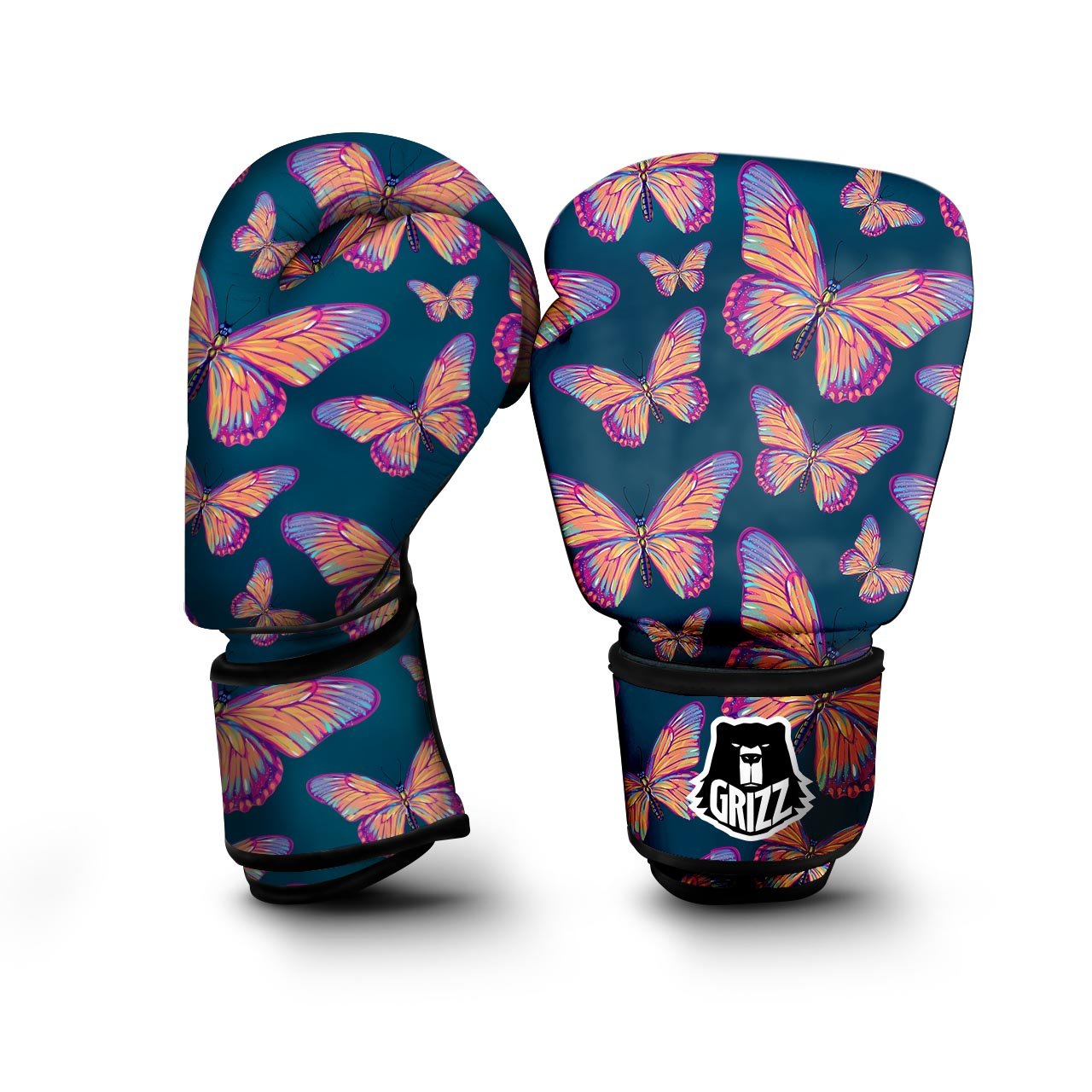 Watercolor Butterfly Print Boxing Gloves-grizzshop
