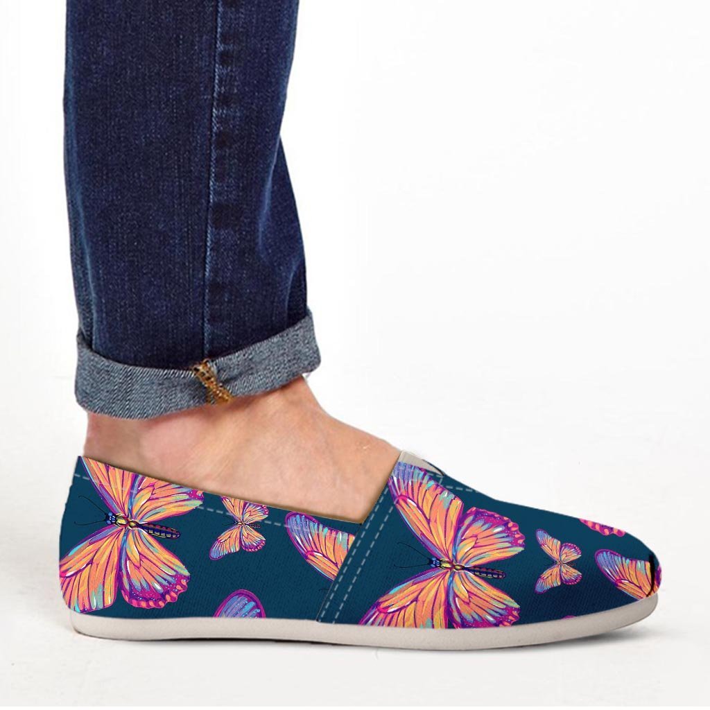 Watercolor Butterfly Print Canvas Shoes-grizzshop