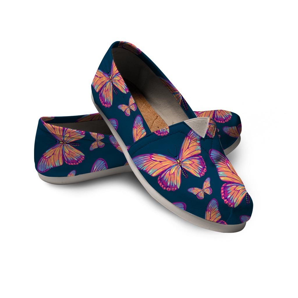 Watercolor Butterfly Print Canvas Shoes-grizzshop