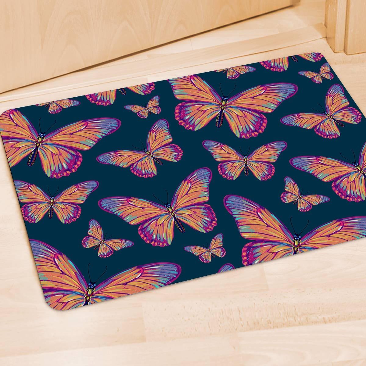 Watercolor Butterfly Print Door Mat-grizzshop