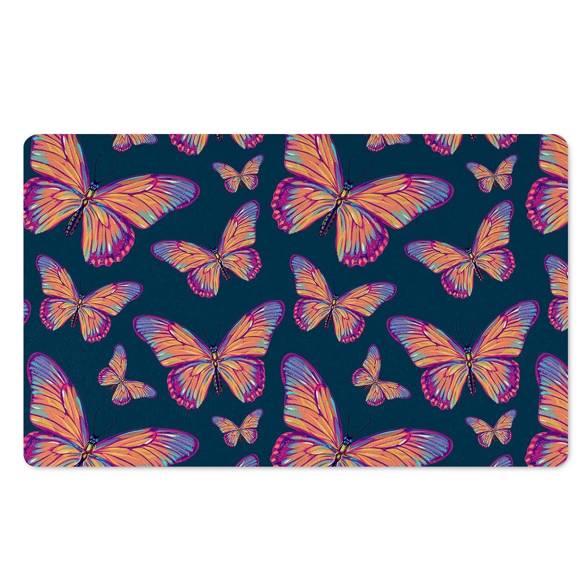 Watercolor Butterfly Print Door Mat-grizzshop
