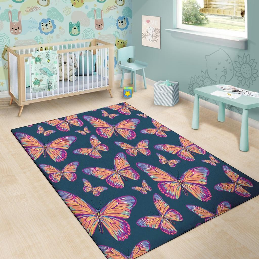 Watercolor Butterfly Print Floor Mat-grizzshop
