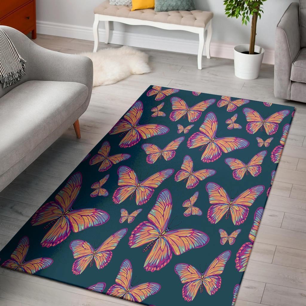 Watercolor Butterfly Print Floor Mat-grizzshop