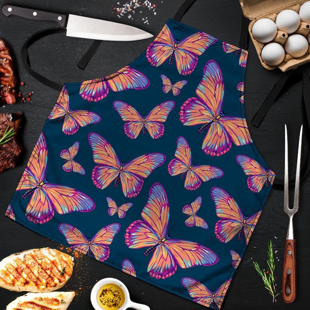 Watercolor Butterfly Print Men's Apron-grizzshop