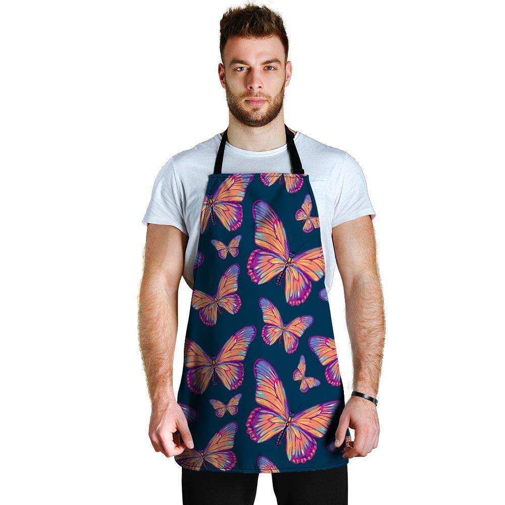 Watercolor Butterfly Print Men's Apron-grizzshop