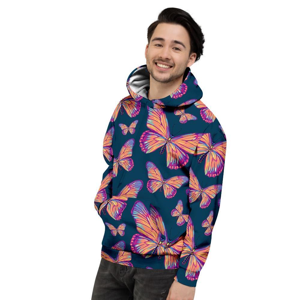 Watercolor Butterfly Print Men's Hoodie-grizzshop
