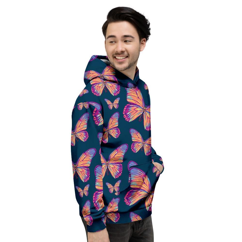 Watercolor Butterfly Print Men's Hoodie-grizzshop