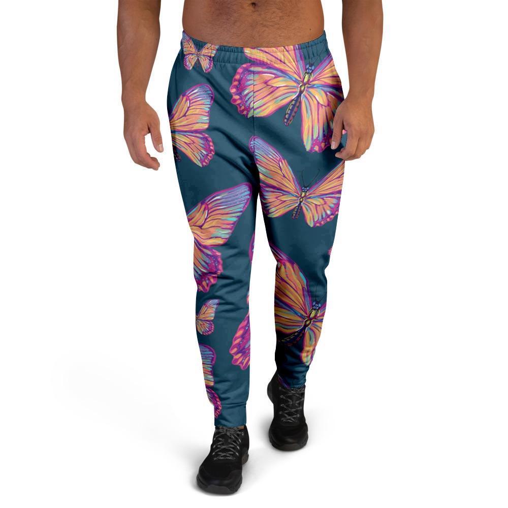 Watercolor Butterfly Print Men's Joggers-grizzshop