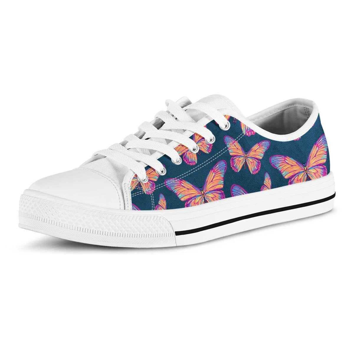 Watercolor Butterfly Print Men's Low Top Shoes-grizzshop