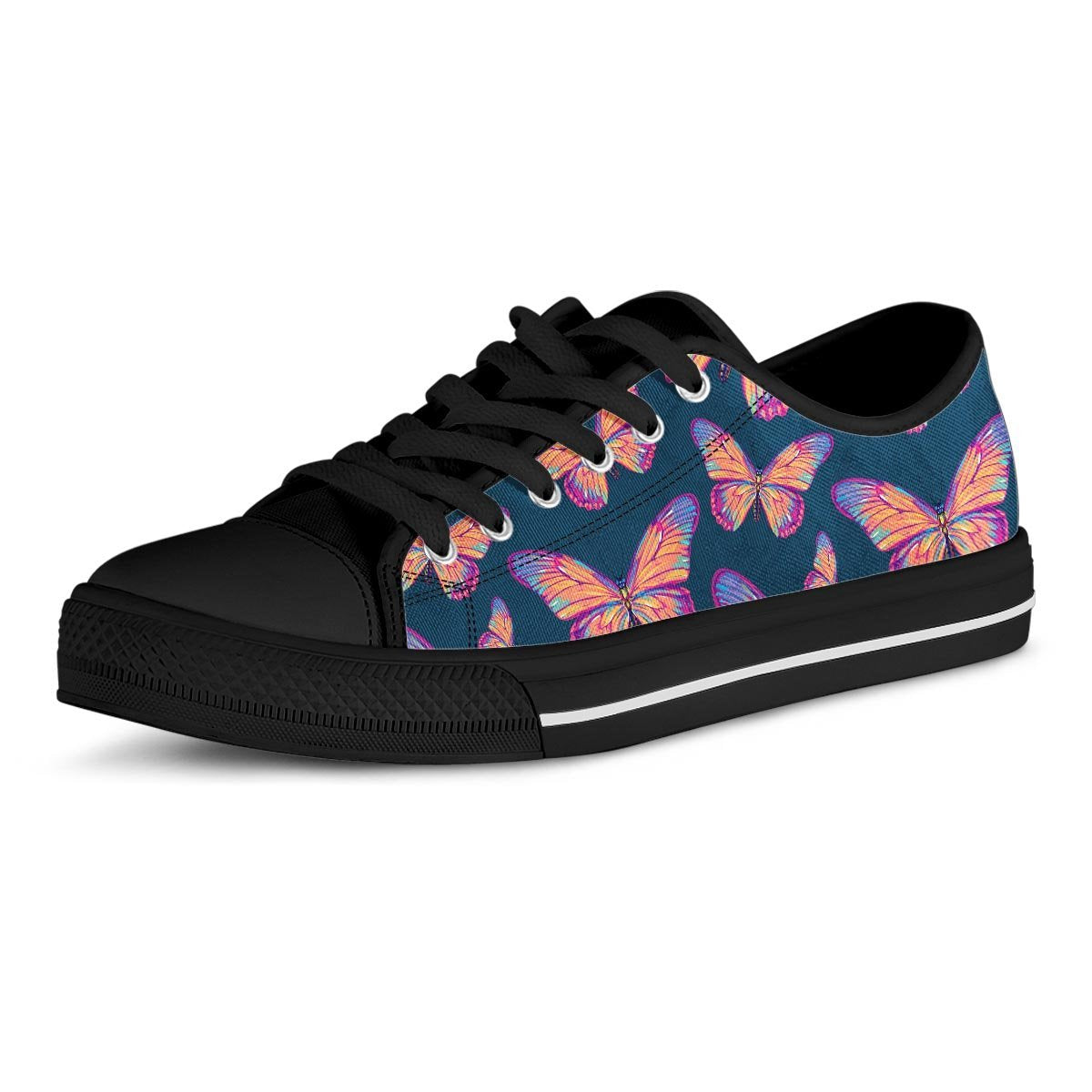 Watercolor Butterfly Print Men's Low Top Shoes-grizzshop