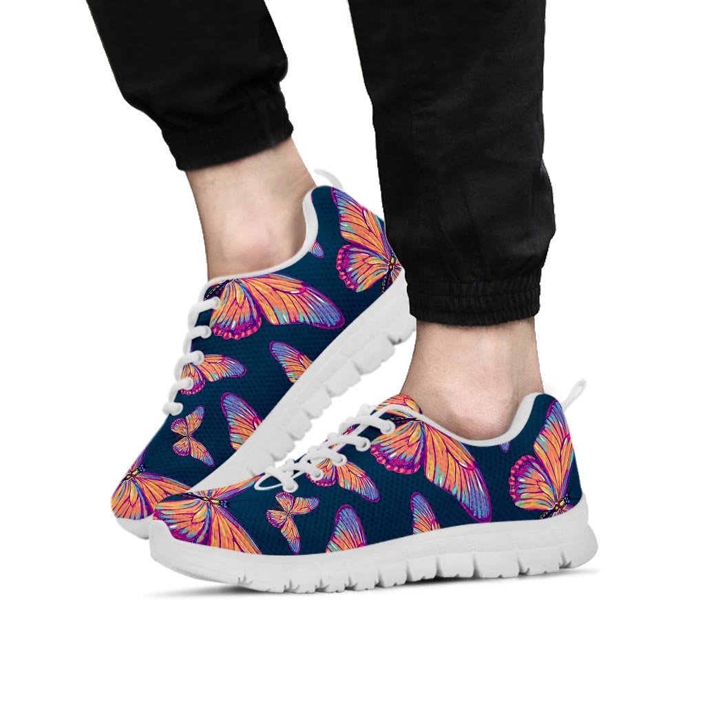 Watercolor Butterfly Print Men's Sneakers-grizzshop