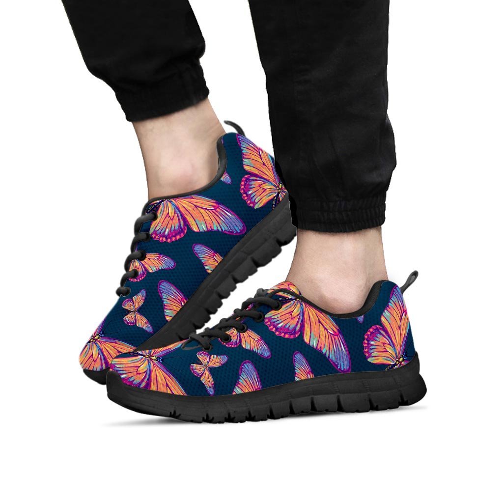 Watercolor Butterfly Print Men's Sneakers-grizzshop