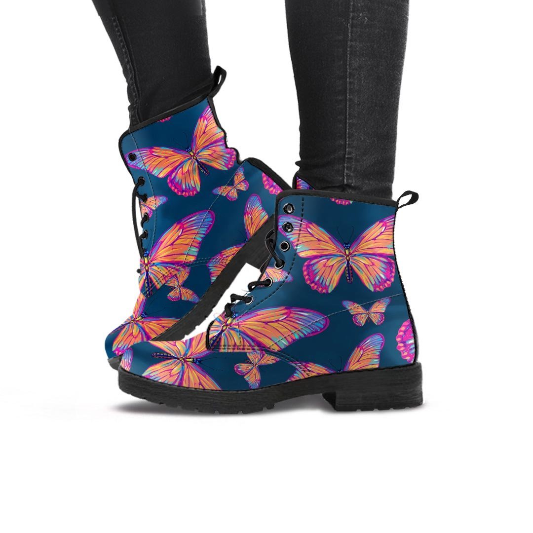 Watercolor Butterfly Print Women's Boots-grizzshop