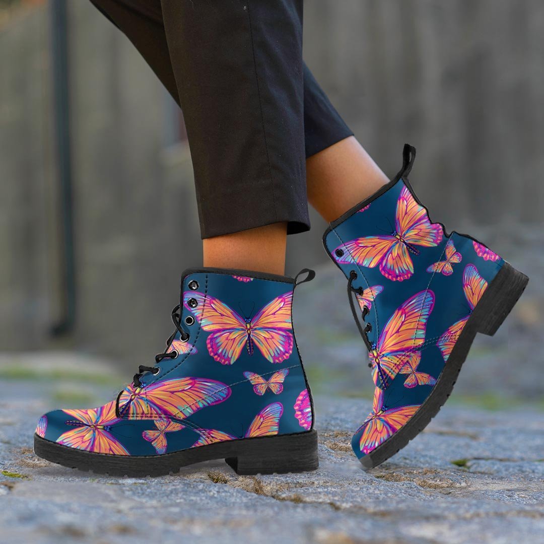 Watercolor Butterfly Print Women's Boots-grizzshop