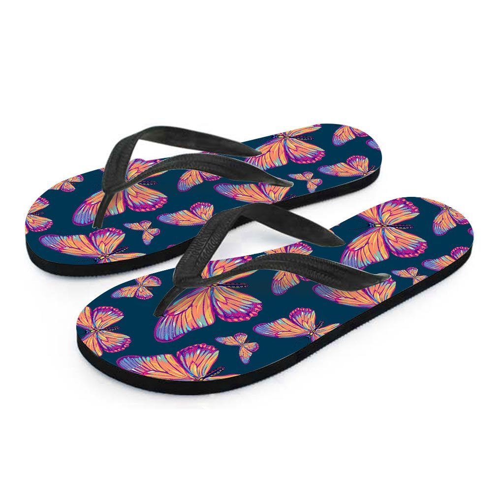 Watercolor Butterfly Print Women's Flip Flops-grizzshop