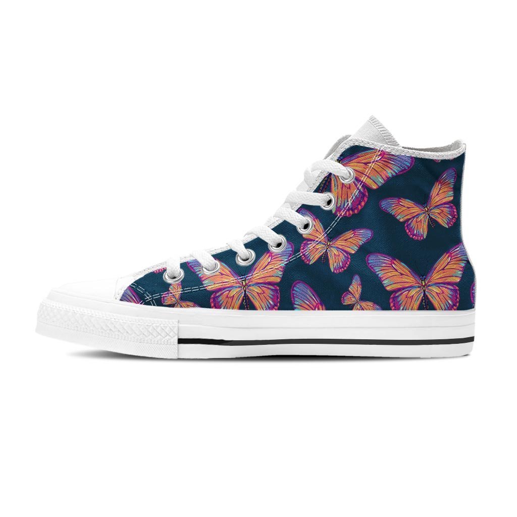 Watercolor Butterfly Print Women's High Top Shoes-grizzshop