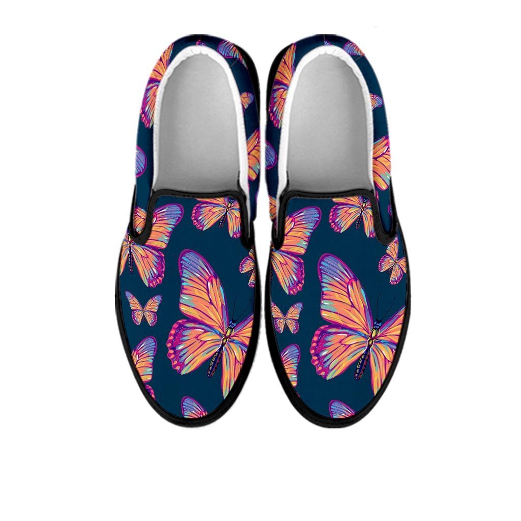 Watercolor Butterfly Print Women's Slip On Sneakers-grizzshop