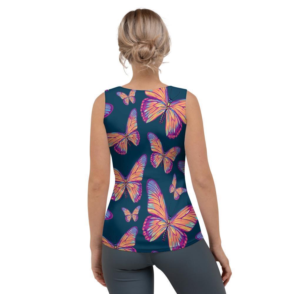 Watercolor Butterfly Print Women's Tank Top-grizzshop