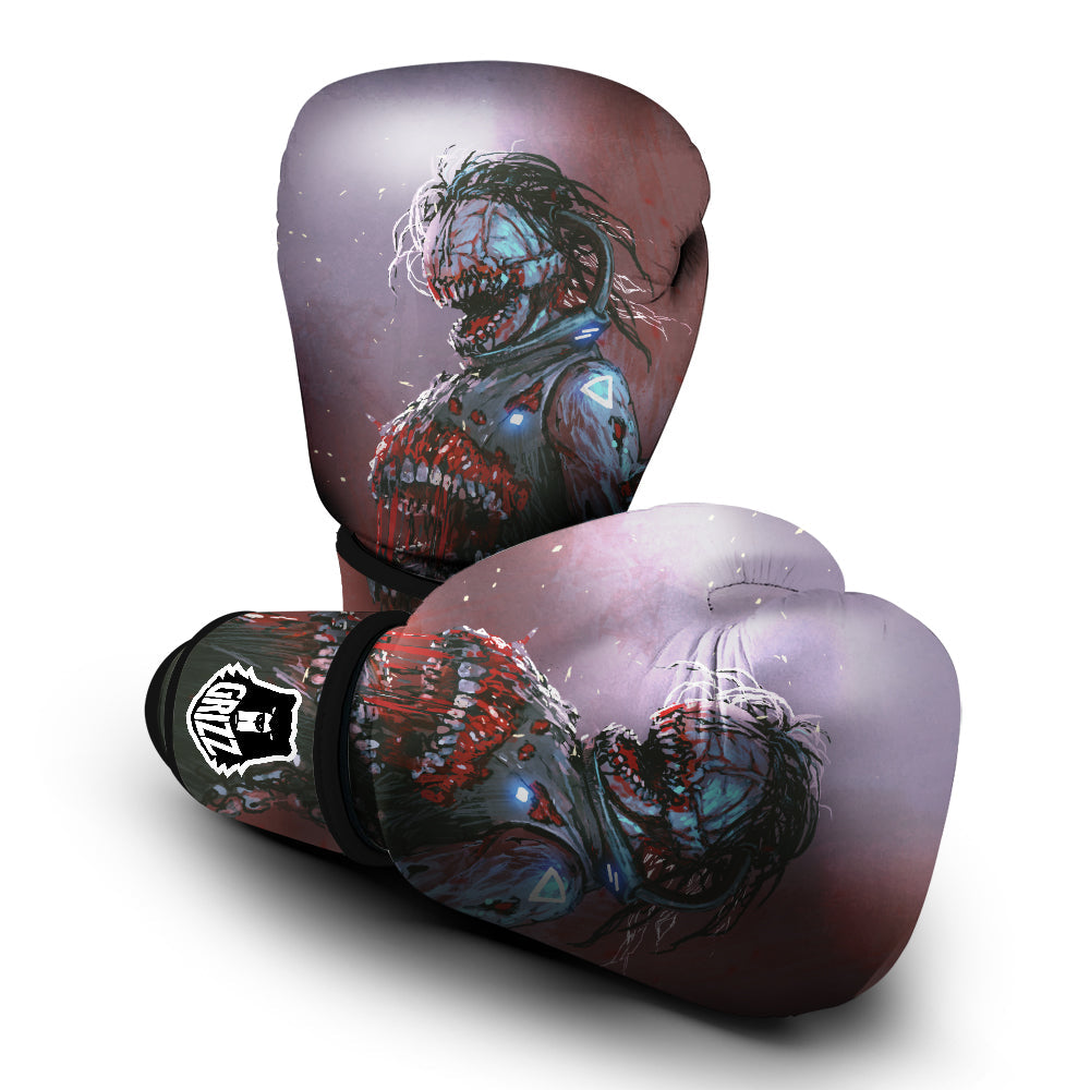 Watercolor Creepy Monsters Open Mouth Print Boxing Gloves-grizzshop