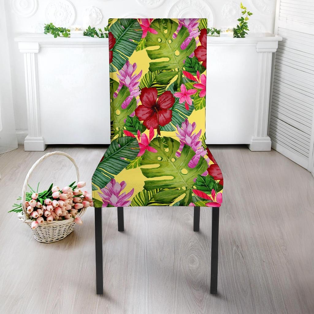 Watercolor Hibiscus Floral Hawaiian Print Chair Cover-grizzshop