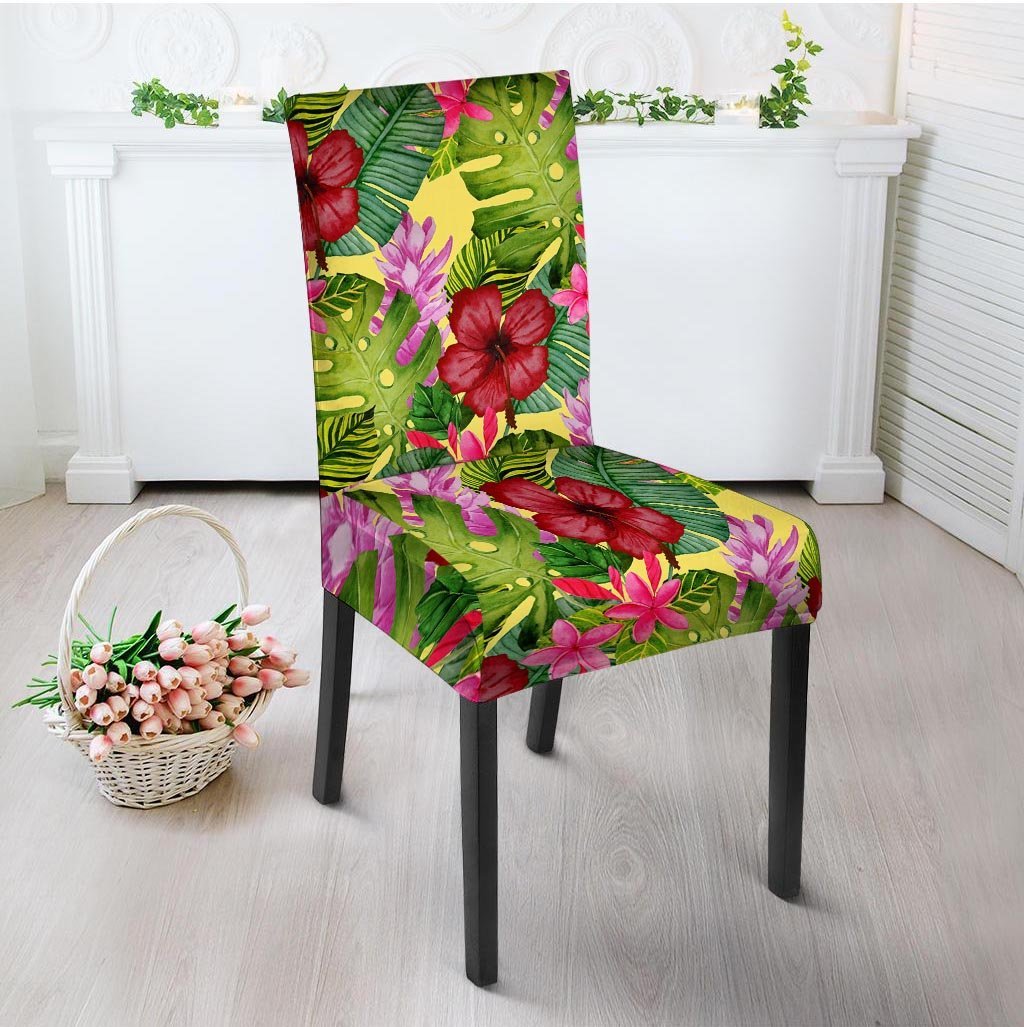 Watercolor Hibiscus Floral Hawaiian Print Chair Cover-grizzshop