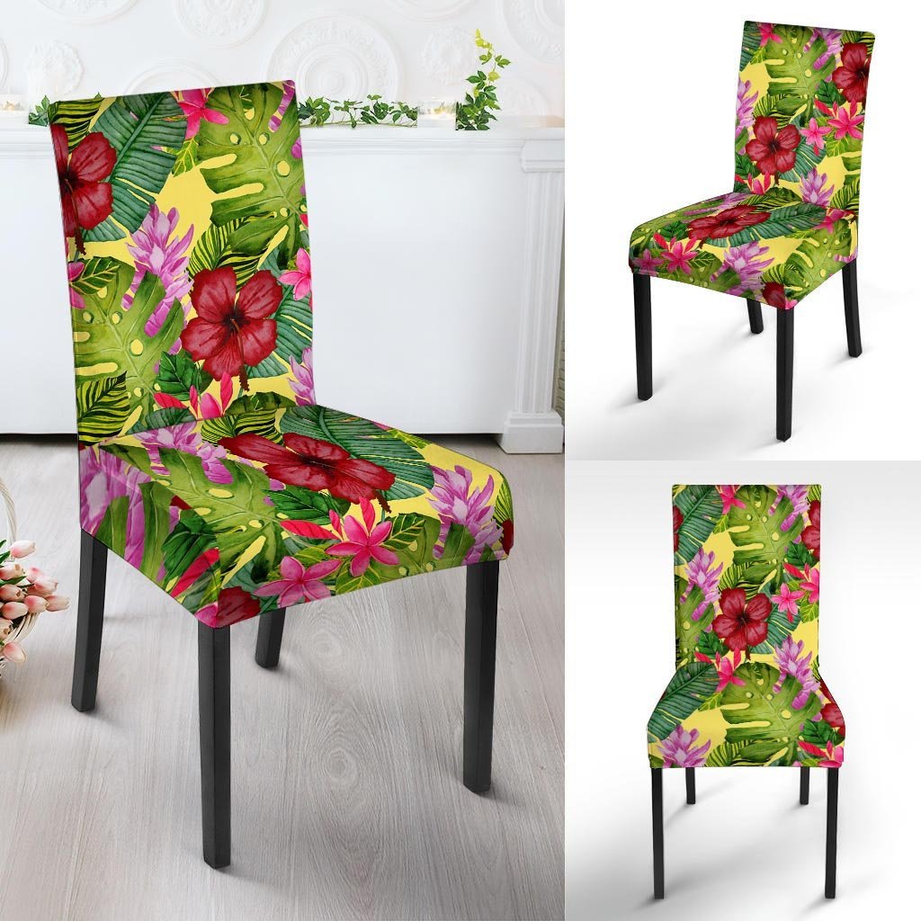 Watercolor Hibiscus Floral Hawaiian Print Chair Cover-grizzshop