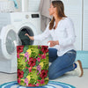 Watercolor Hibiscus Floral Hawaiian Print Laundry Basket-grizzshop