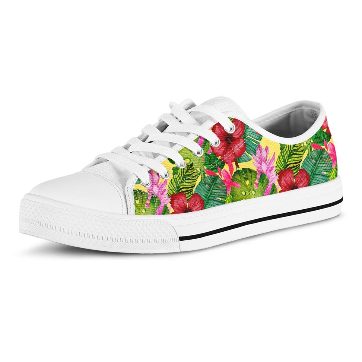 Watercolor Hibiscus Floral Hawaiian Print Men's Low Top Shoes-grizzshop