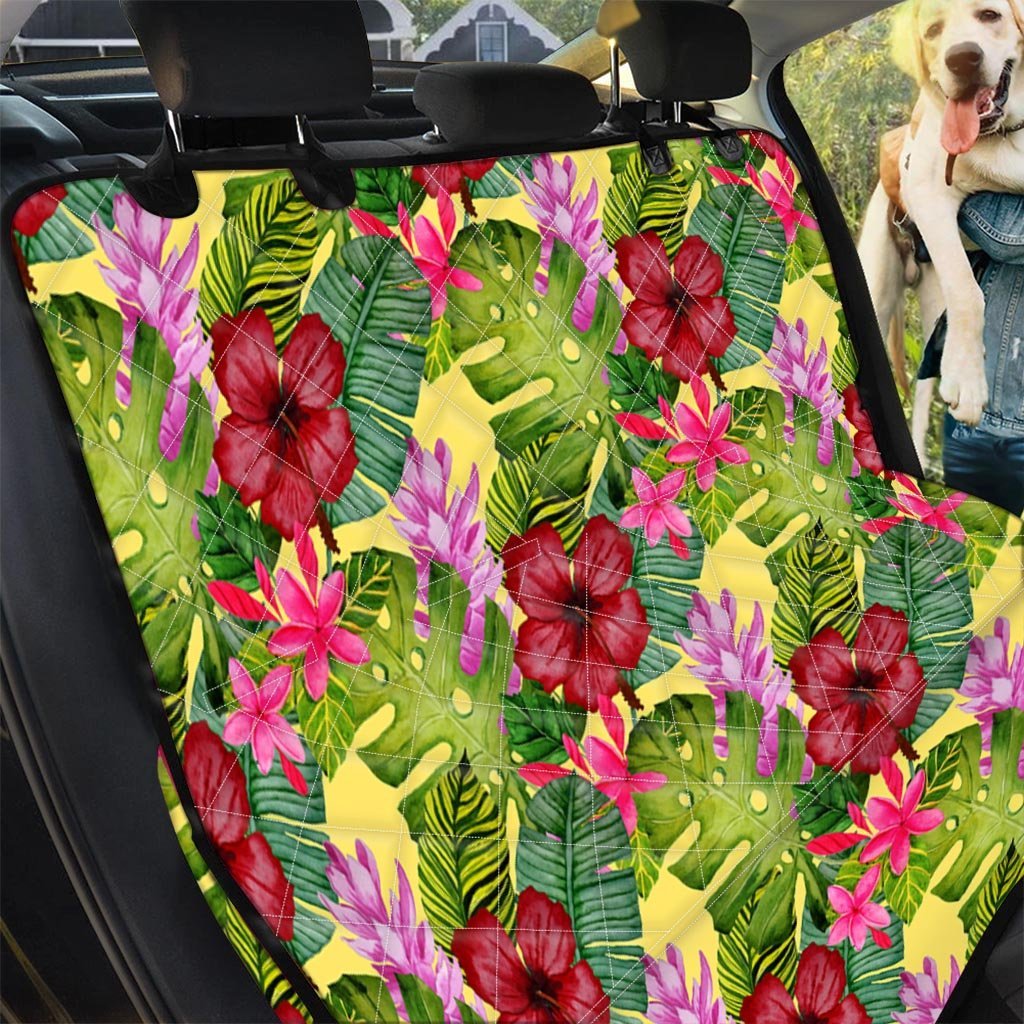 Watercolor Hibiscus Floral Hawaiian Print Pet Car Seat Cover-grizzshop