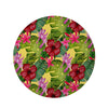 Watercolor Hibiscus Floral Hawaiian Print Round Rug-grizzshop