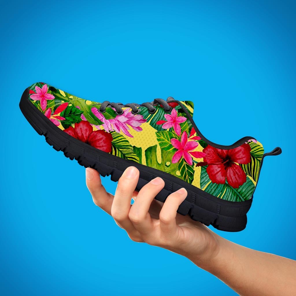 Watercolor Hibiscus Floral Hawaiian Print Women's Sneakers-grizzshop