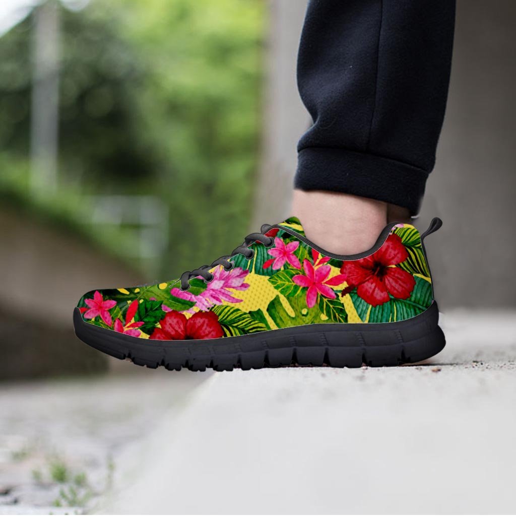 Watercolor Hibiscus Floral Hawaiian Print Women's Sneakers-grizzshop